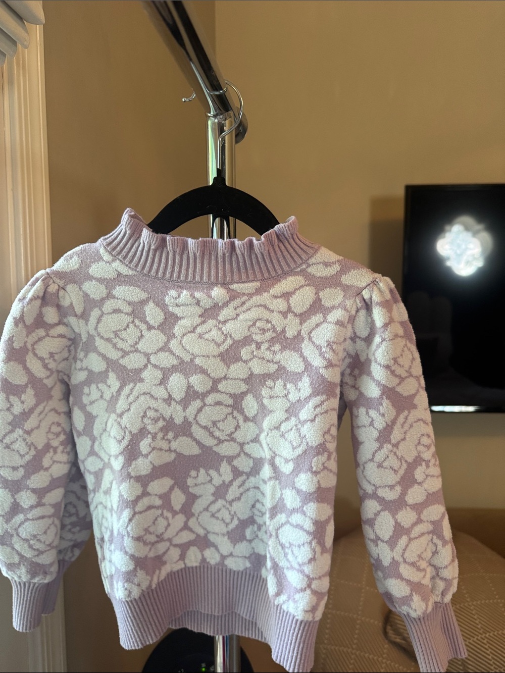 Janie and Jack Lilac Floral Knit Sweater - kids
